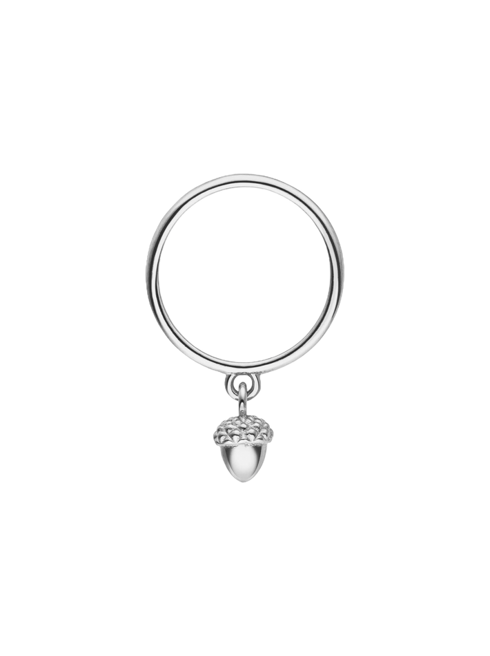 Acorn charm ring silver