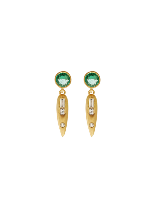 Grass Beam Earrings With Emeralds photo