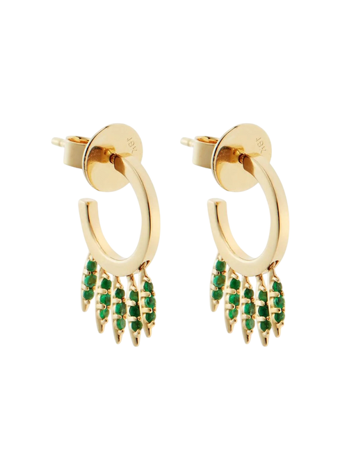 Grass Fringe Mini Hoops With Emeralds photo