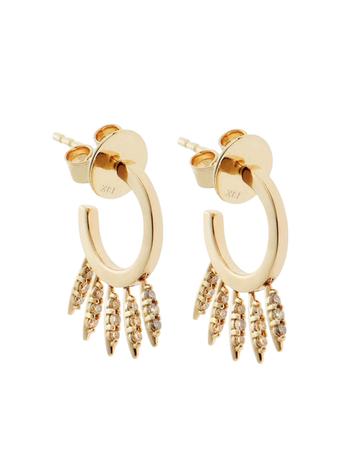 Gradd Fringe Mini Hoops With Champagne Diamonds photo