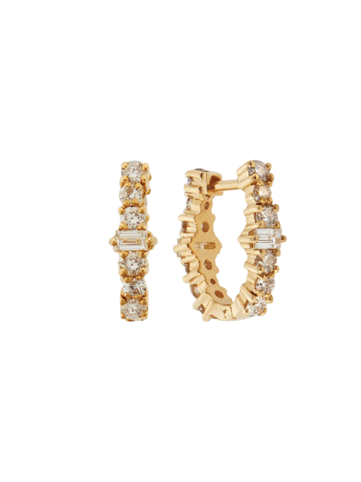 Mini Oval Rivulet Champagne Diamond Hoops photo