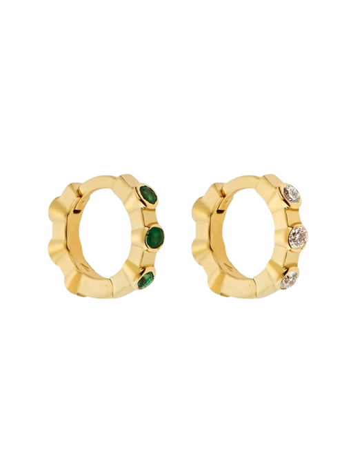 Stepping Stone Midi Hoops Diamond & Emerald photo