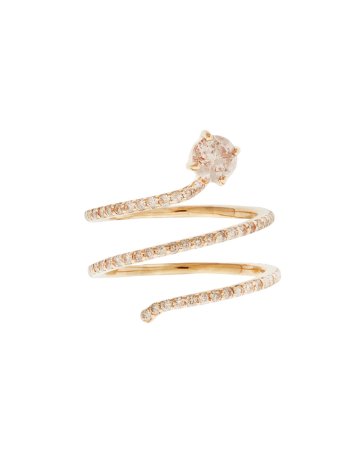 Grass Seed Spiral Ring With Champagne Diamonds photo