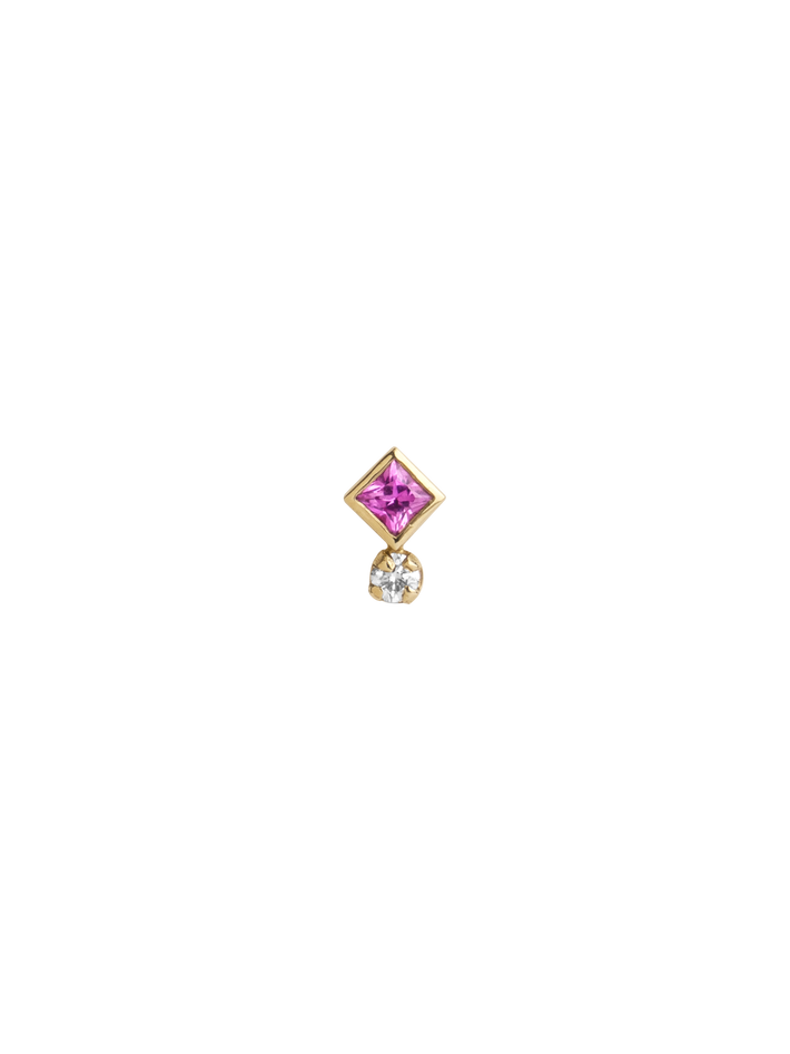 Princess pink sapphire petite tiare stud
