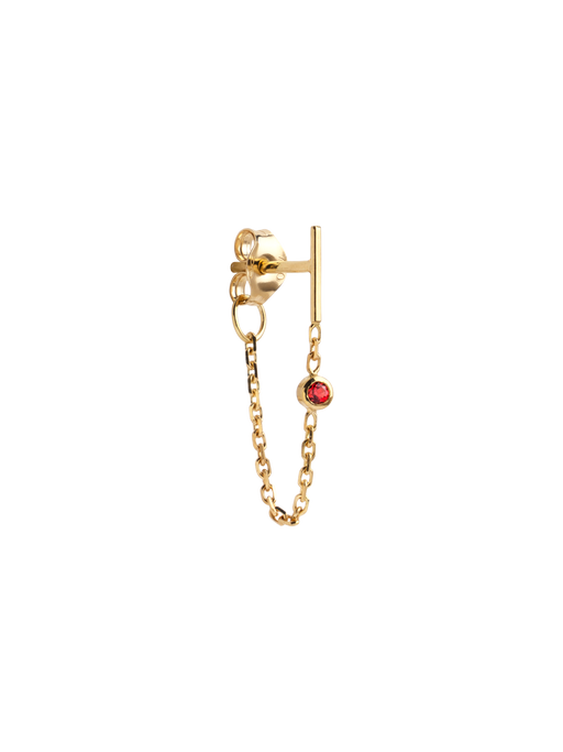Mini line & chain scarlet sapphire earring photo