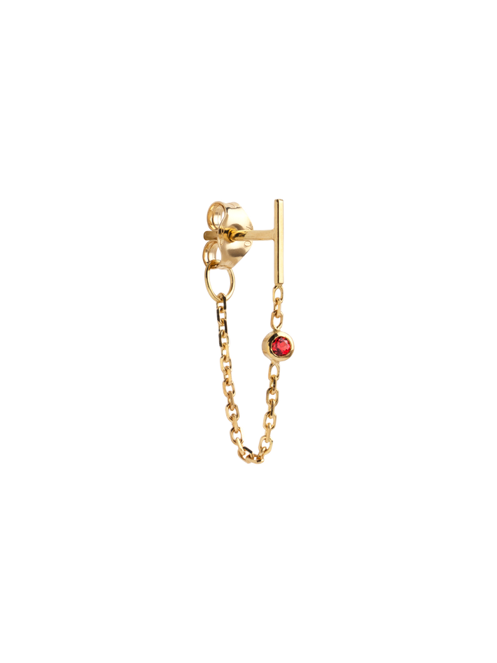Mini line & chain scarlet sapphire earring