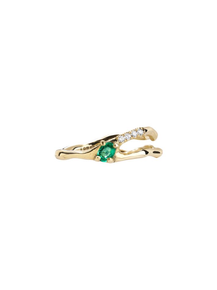 Split emerald & diamond ring