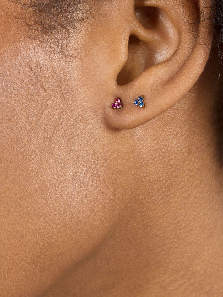 Clover pink sapphire stud