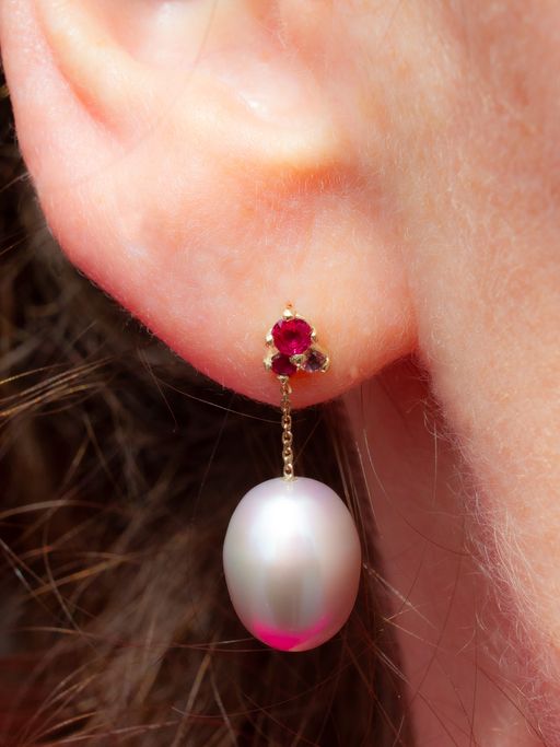 Ruby antheia pearl drop earrings photo