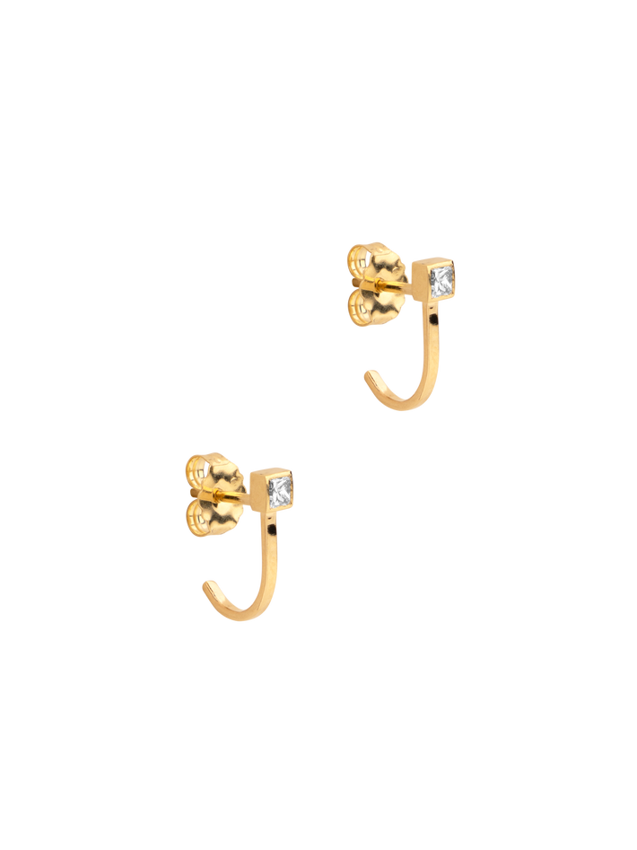 Princess diamond curved bar earring