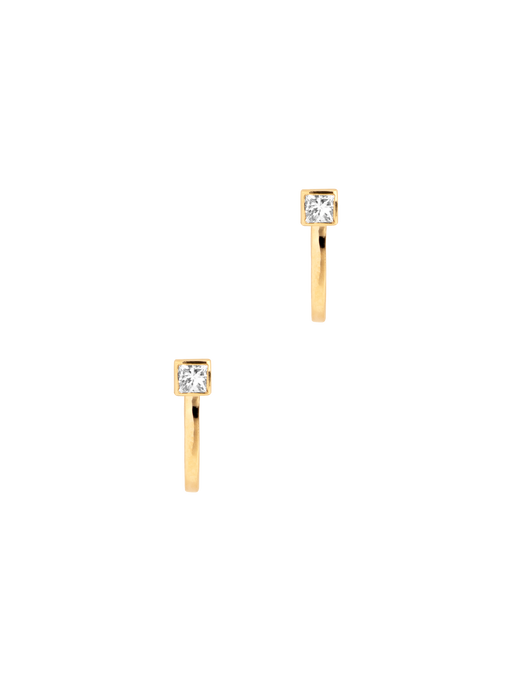 Princess diamond curved bar earring photo