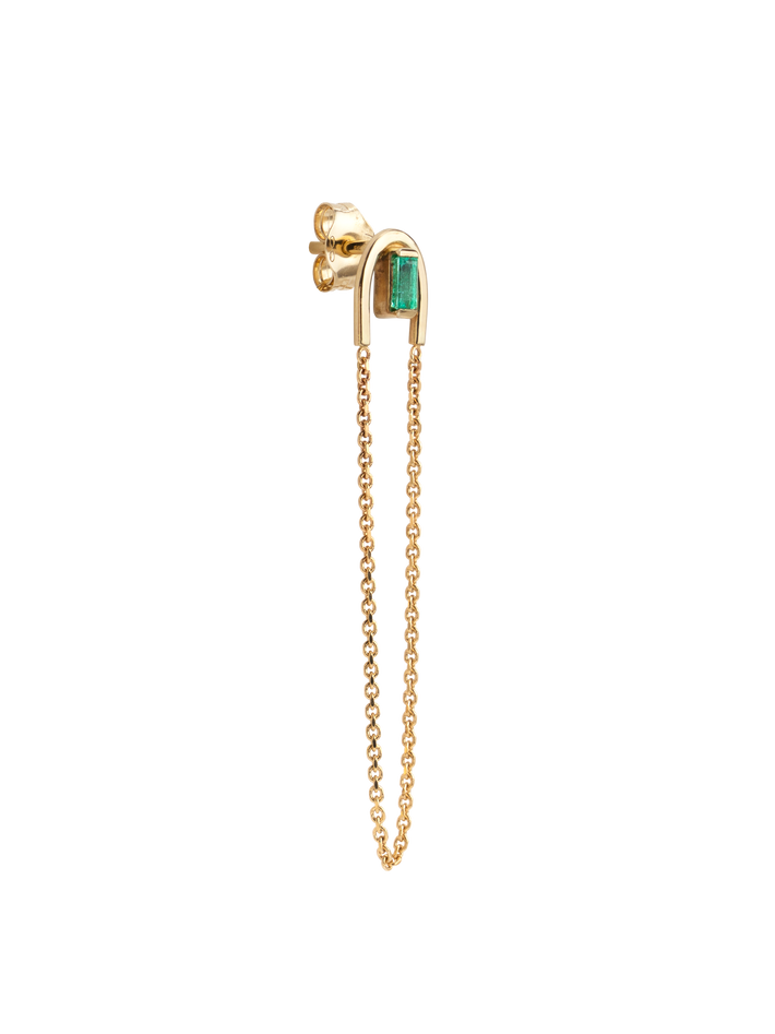 Elfin emerald arc & chain earring