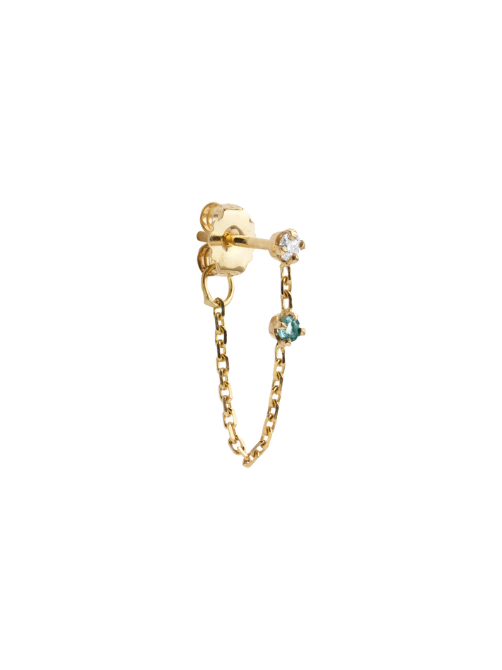 Diamond & tourmaline chain earring