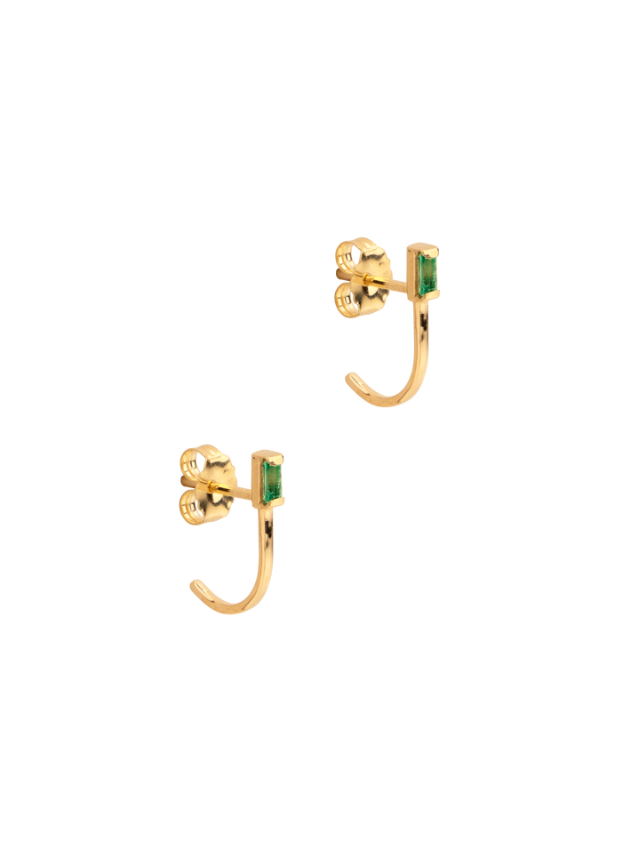 Elfin emerald curved bar earring