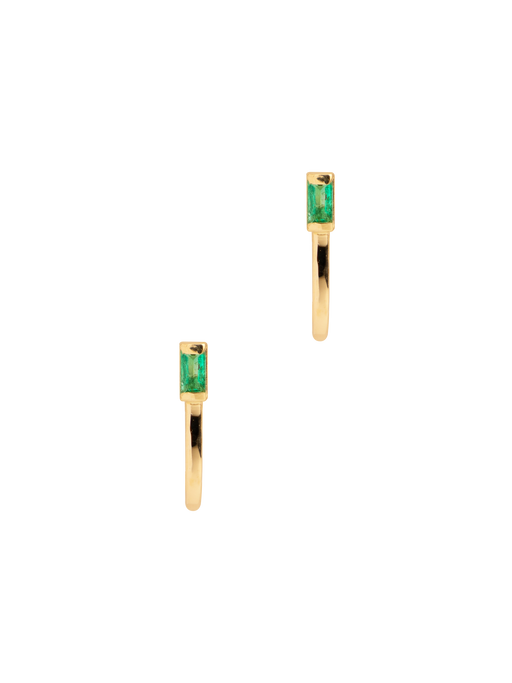 Elfin emerald curved bar earring photo