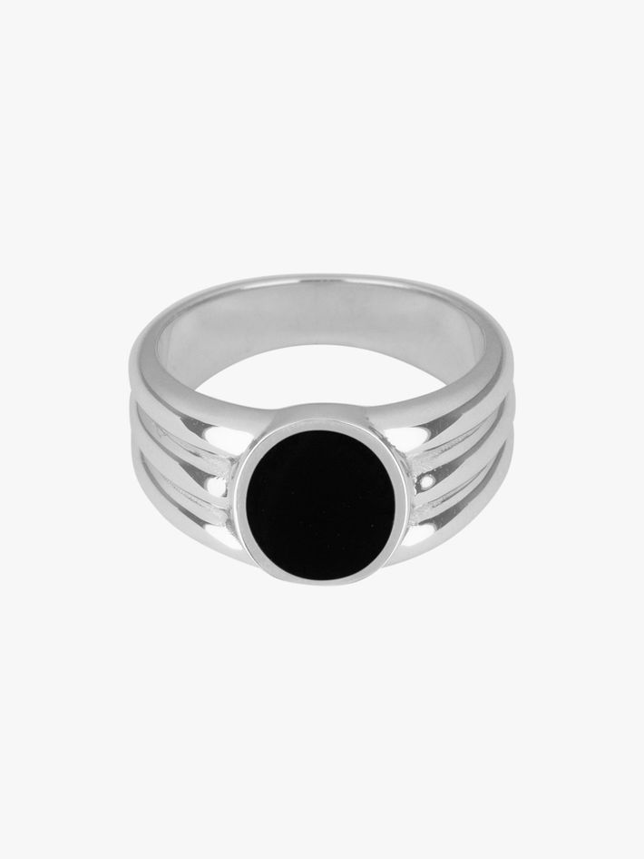 Stacked onyx inlay signet