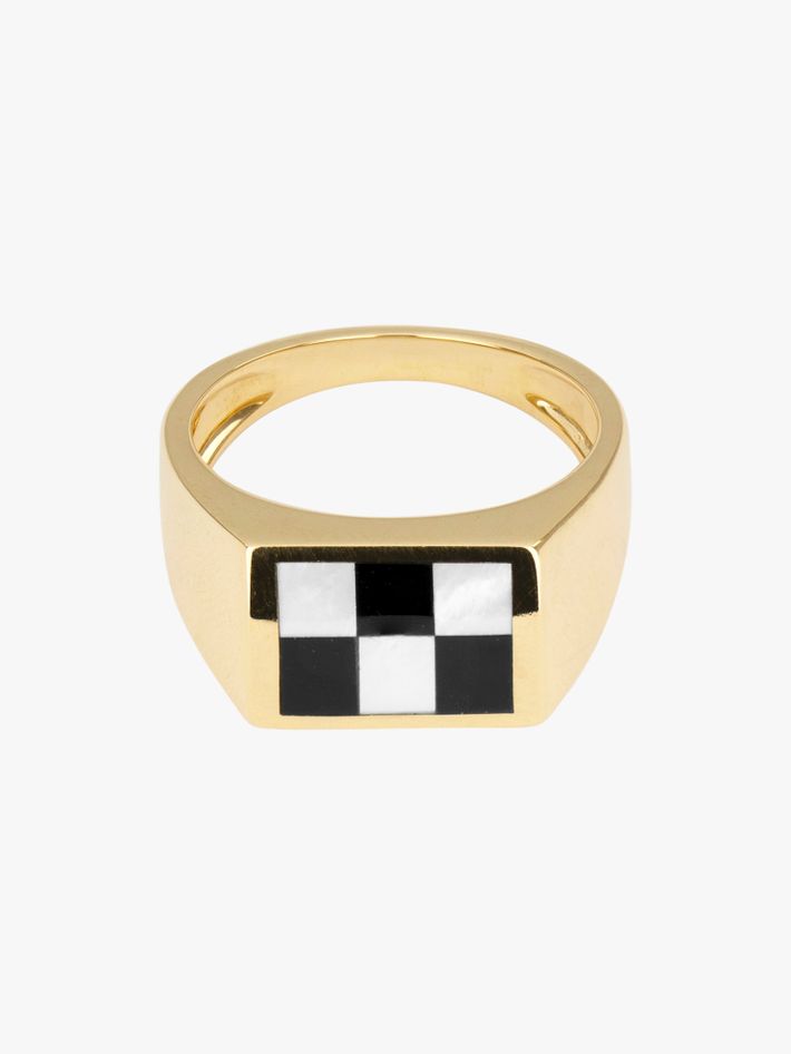 Chess inlay signet ring