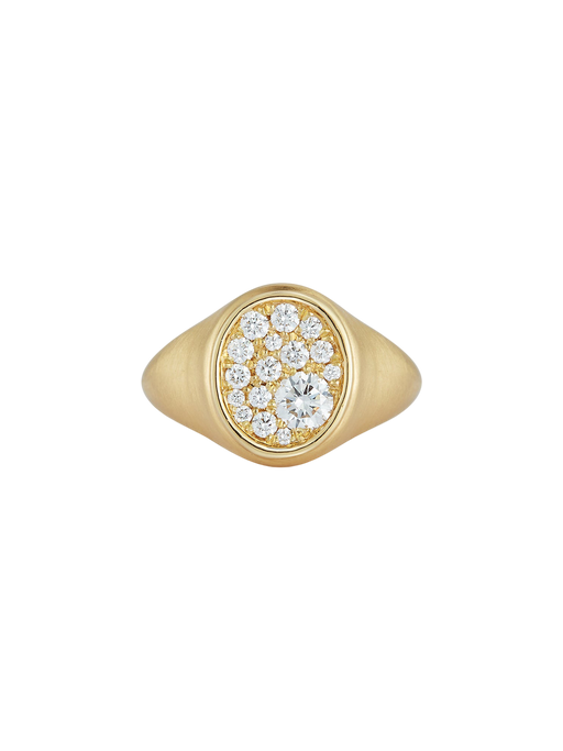 Pave oval signet ring photo