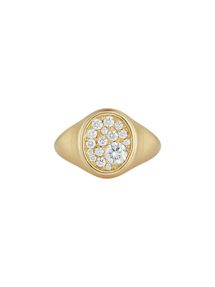 Pave oval signet ring