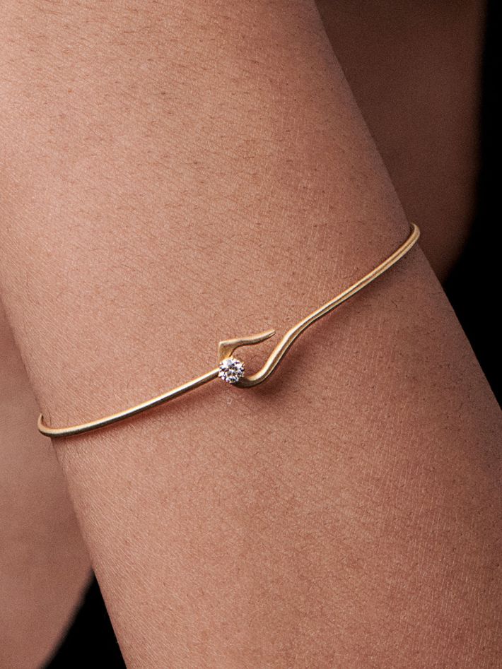 Penelope diamond hook bangle by Jade Trau