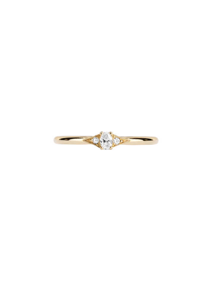 Tiny diamond oval deco ring