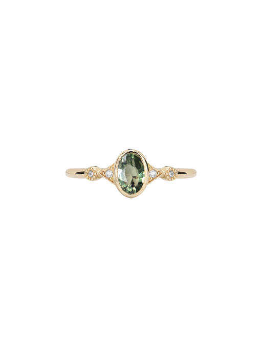 Green sapphire oval duo deco ring photo