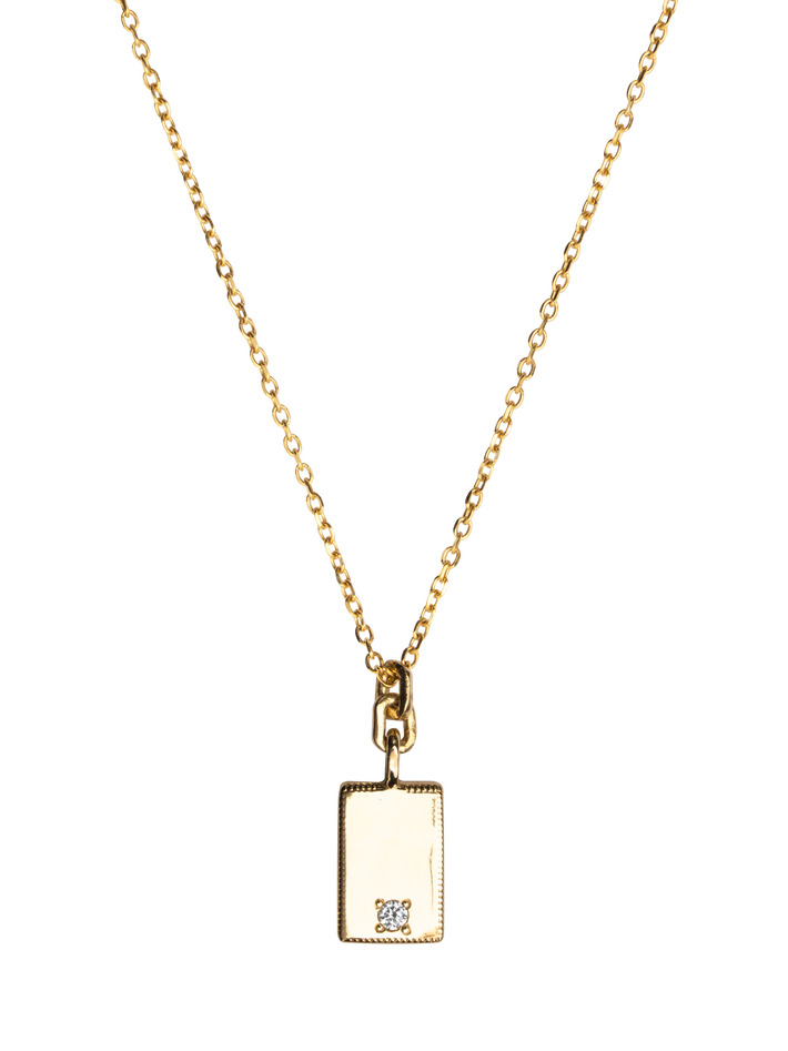 Rectangle diamond mirror pendant