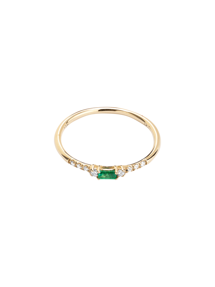 Baguette emerald petite equilibrium ring