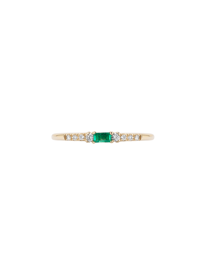 Baguette emerald petite equilibrium ring
