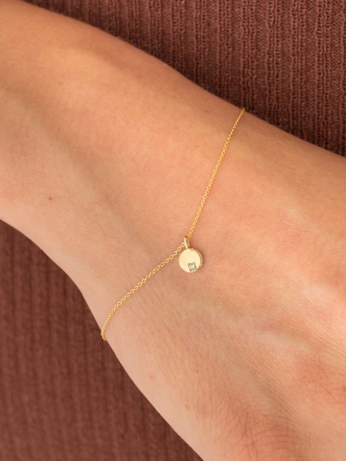 Circle diamond mirror bracelet