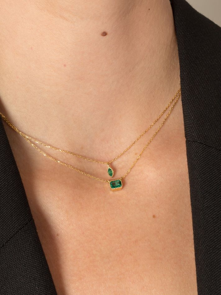 Marquise emerald wisp necklace