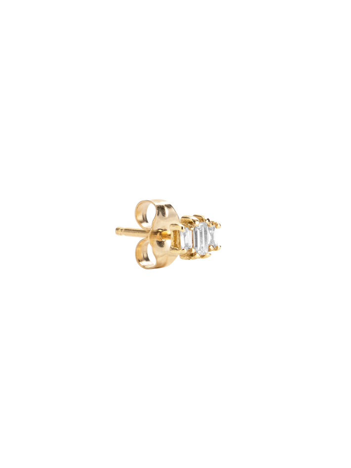 Diamond baguette trio stud