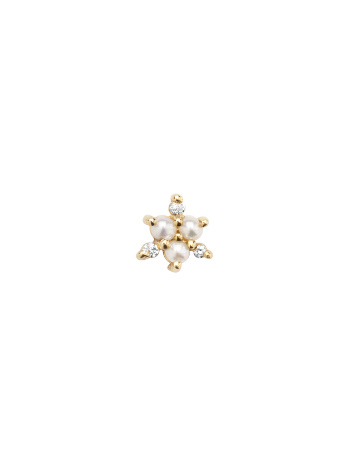 Pearl diamond snowflake stud