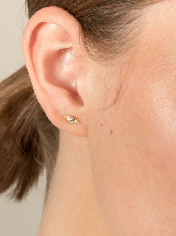 Tiny diamond oval deco stud