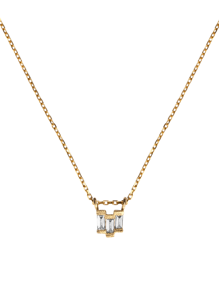 Diamond baguette step necklace