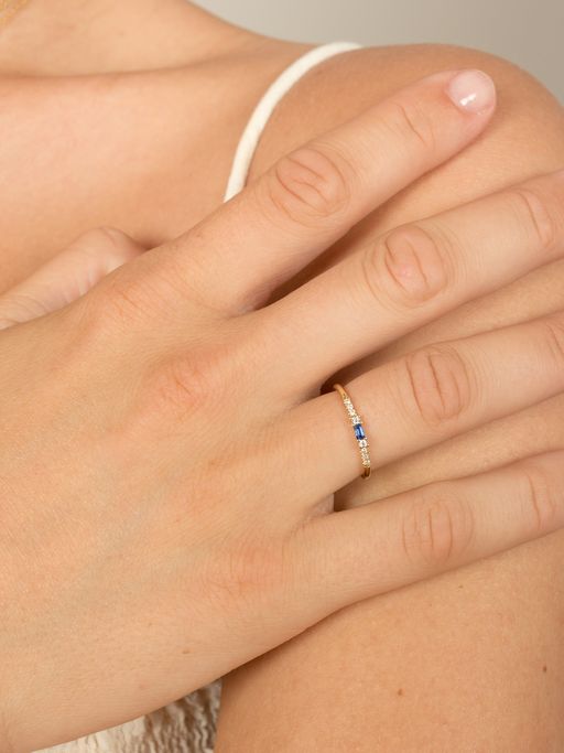 Baguette sapphire petite equilibrium ring photo
