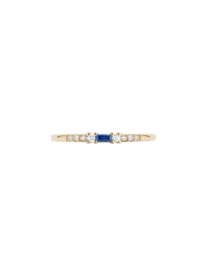 Baguette sapphire petite equilibrium ring