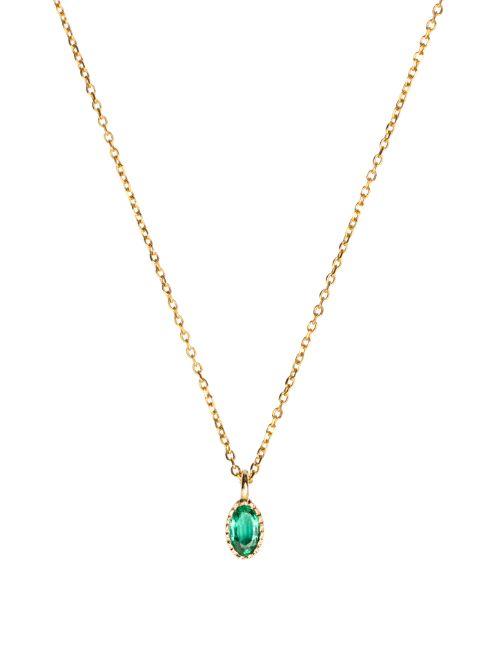 Oval emerald wisp necklace