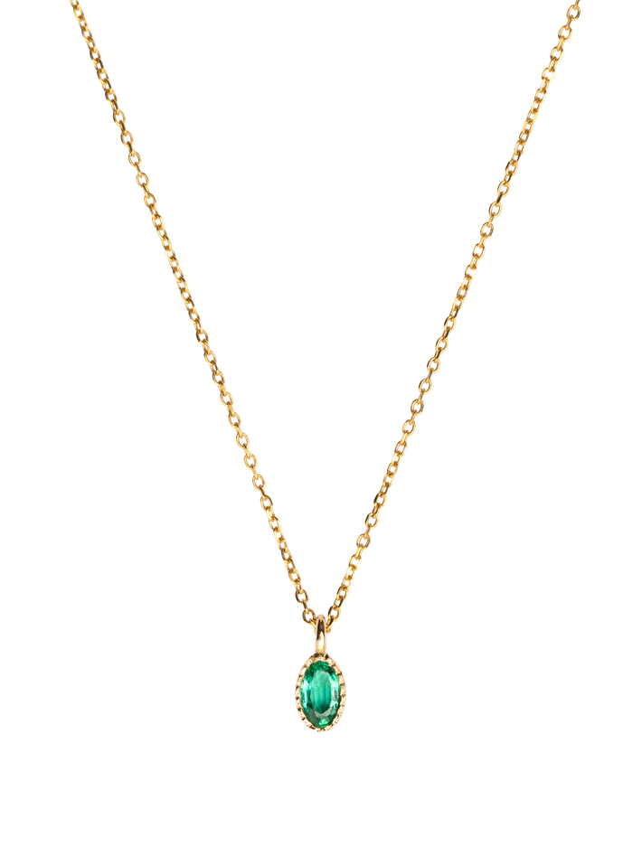 Oval emerald wisp necklace by Jennie Kwon | Finematter