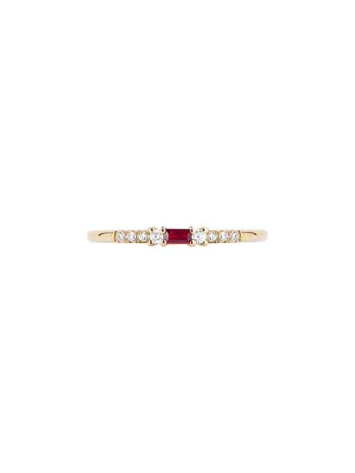 Baguette ruby petite equilibrium ring photo