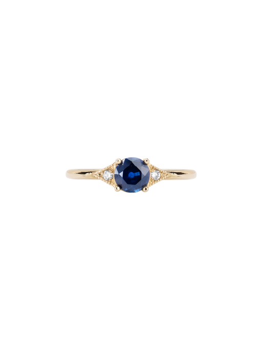 Round blue sapphire deco ring photo
