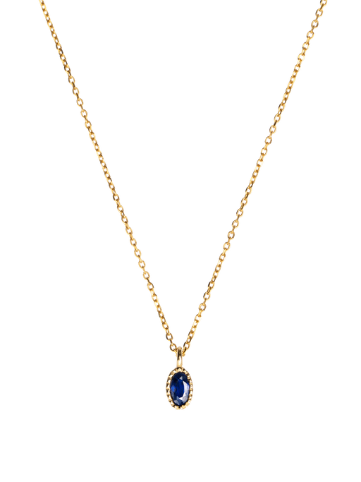 Oval blue sapphire wisp necklace photo