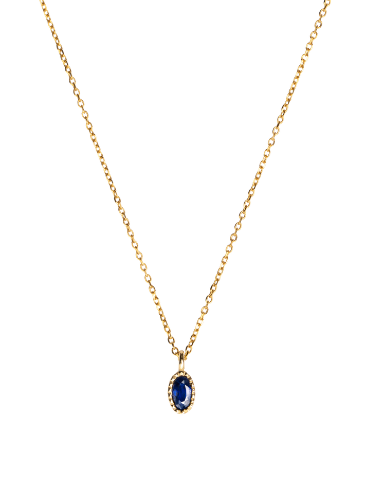 Oval blue sapphire wisp necklace