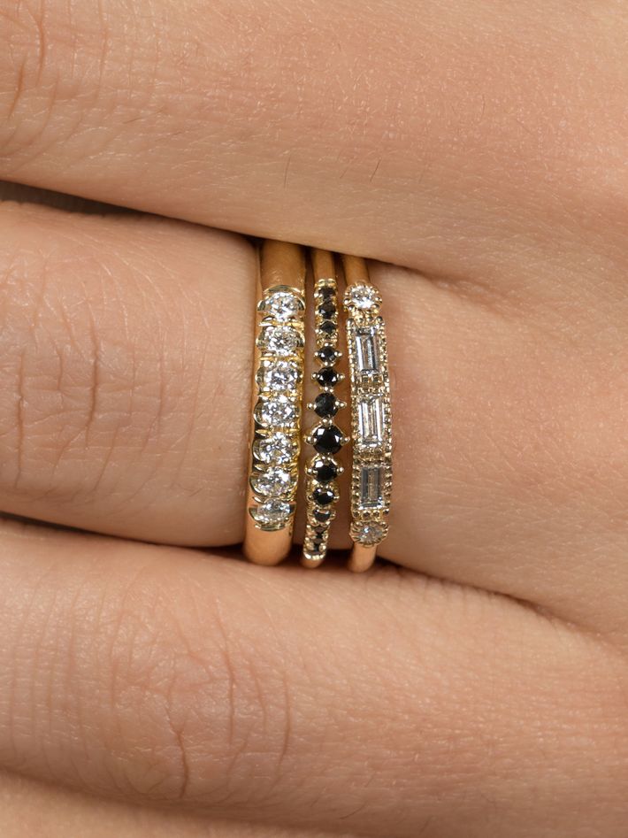 Chubby half round semi pave band