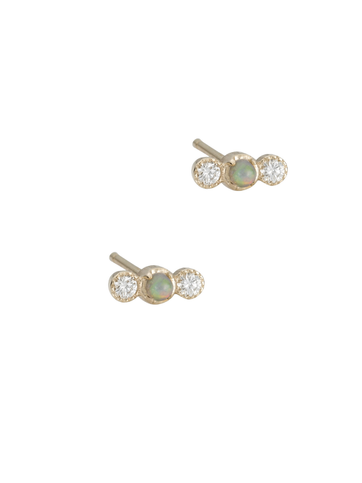 Opal diamond dot studs photo