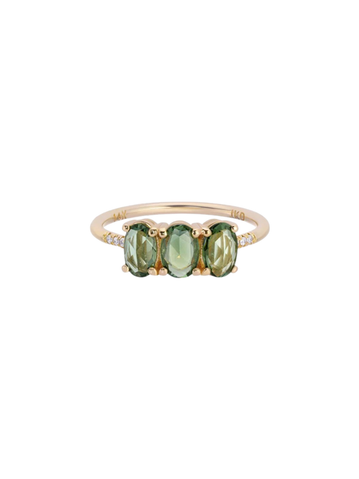 Green sapphire olive equilibrium ring photo
