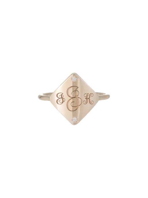 Square diamond guardian signet ring photo