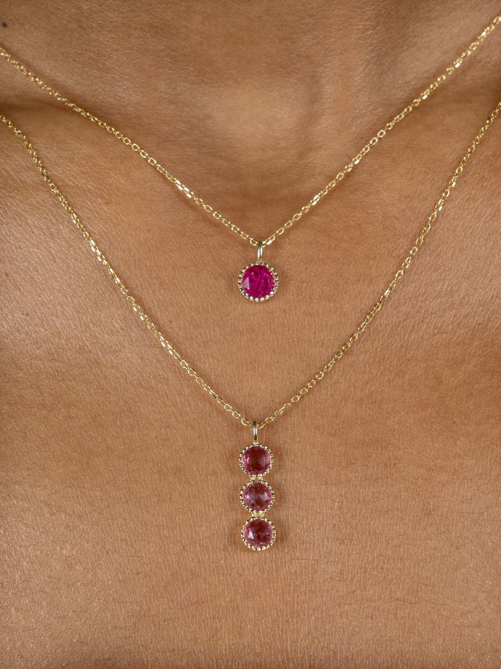 Pink sapphire mazurka necklace