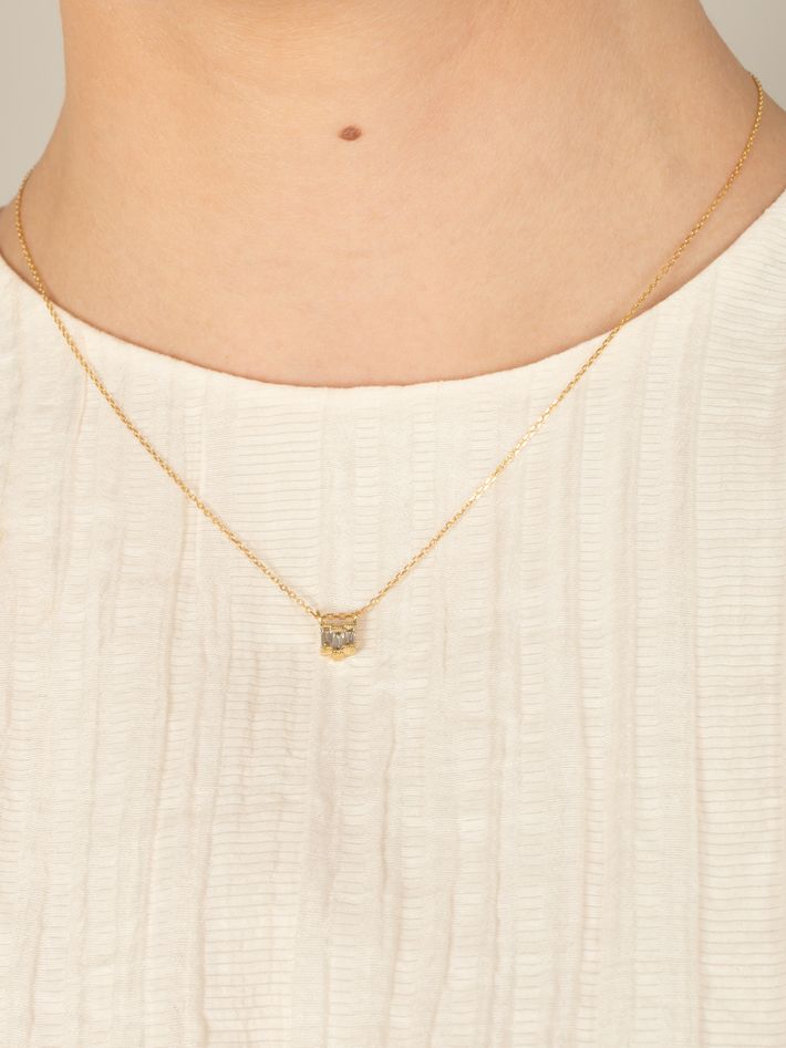 Diamond baguette step necklace