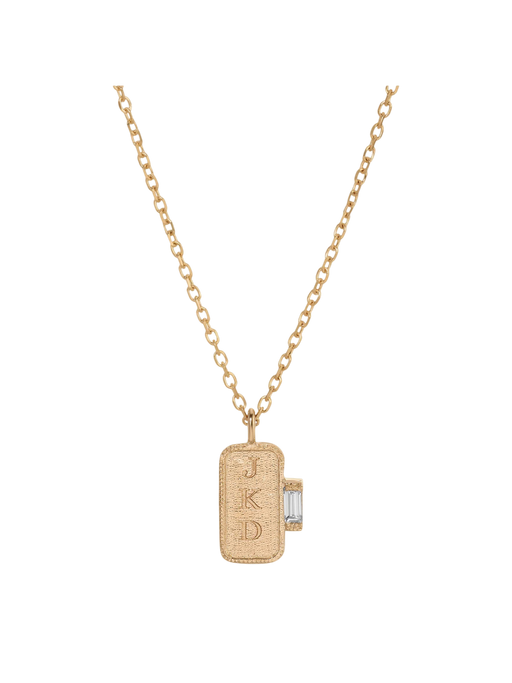 Personalised Rectangle Baguette Signet Necklace photo